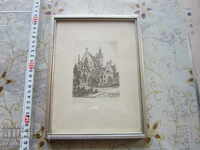 Old picture etching graphic signed