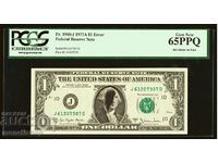 Банкнота уникат ERROR Fr. 1910-J $1 от 1977 г.