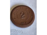 Monedă de porțelan Germania Saxonia 1921 de 2 mărci