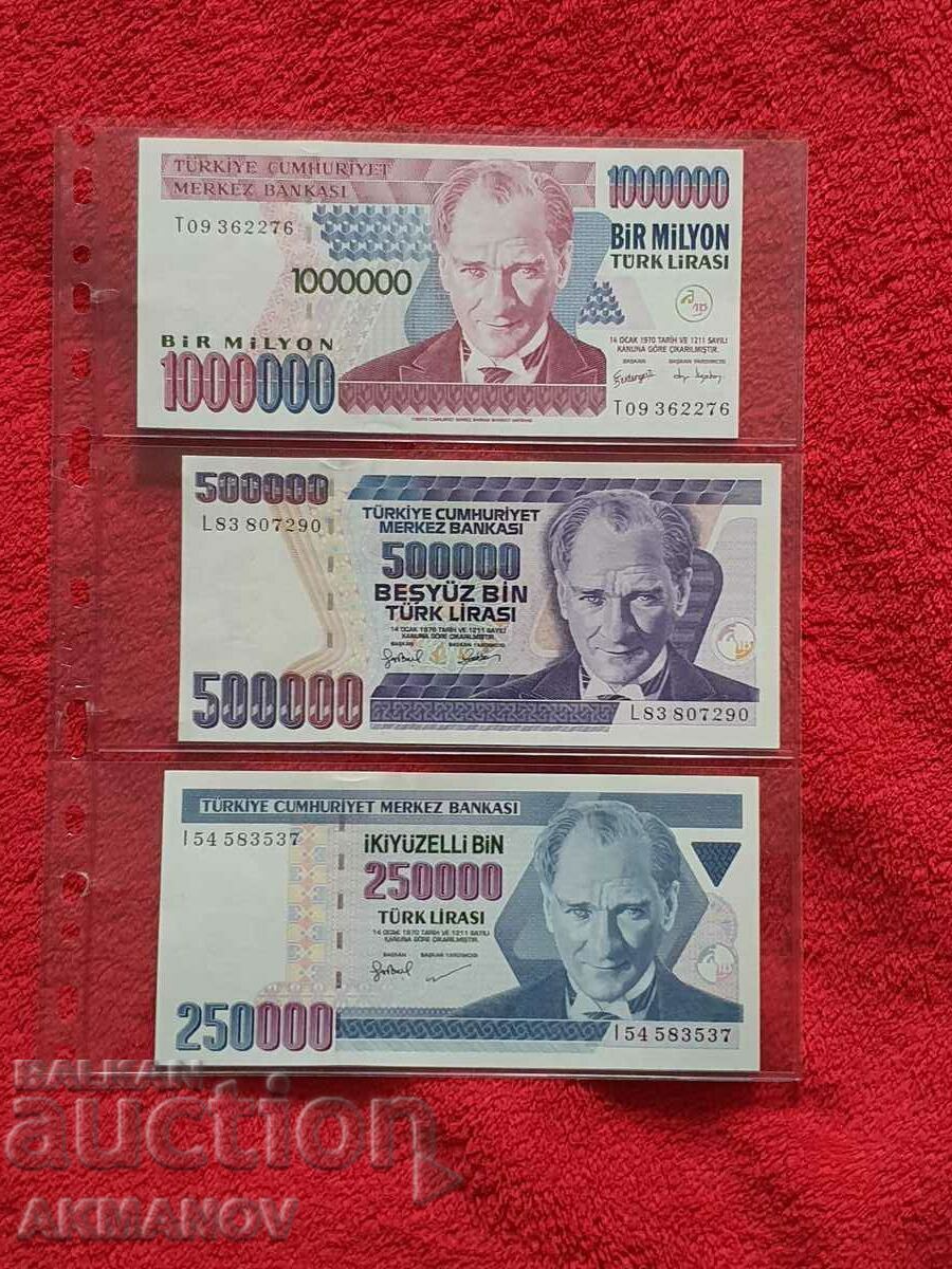 Turcia a stabilit 1 milion + 500.000 + 250.000 de lire UNC