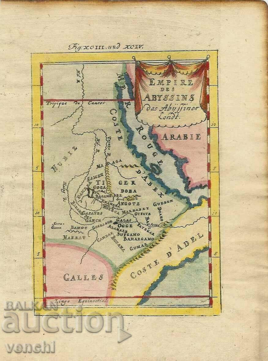 1719 - GRAVURA - Harta Etiopiei - Arabia Saudita - ORIGINAL