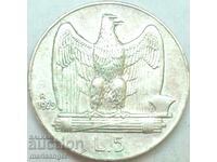 5 лири 1929 Итапия Виктор Емануил III (1869-1947) сребро
