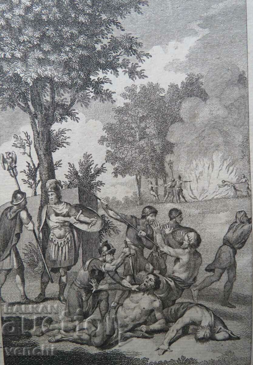 Auction 1773 - ENGRAVING - The Slaying of the Druids - ORIGINAL Auction 1773 - ENGRAVING - The Slaying of the Druids - ORIGINAL