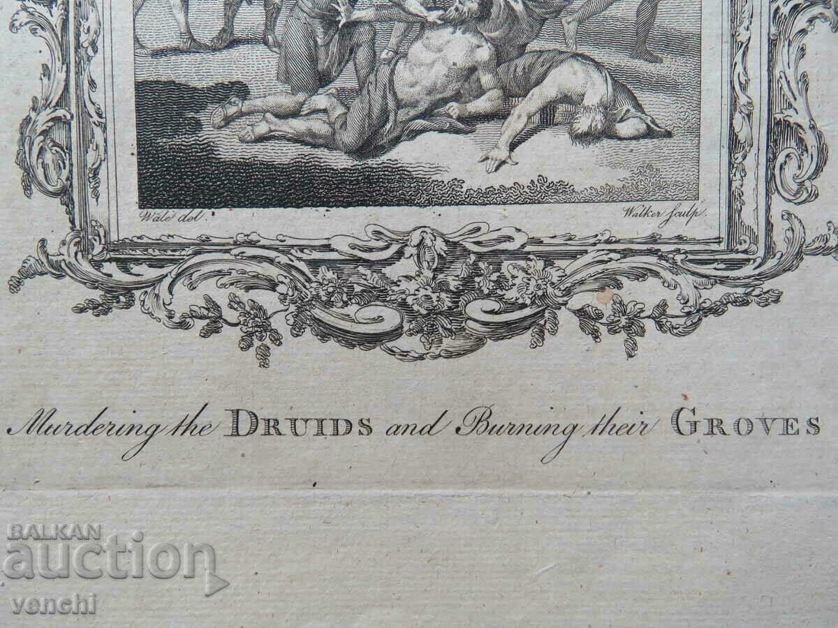 Delivery of 1773 - ENGRAVING - The Slaying of the Druids - ORIGINAL Delivery of 1773 - ENGRAVING - The Slaying of the Druids - ORIGINAL