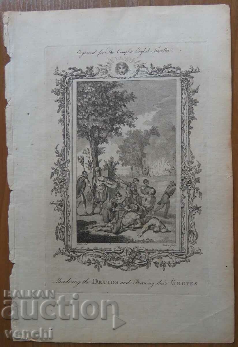 1773 - ENGRAVING - The Slaying of the Druids - ORIGINAL