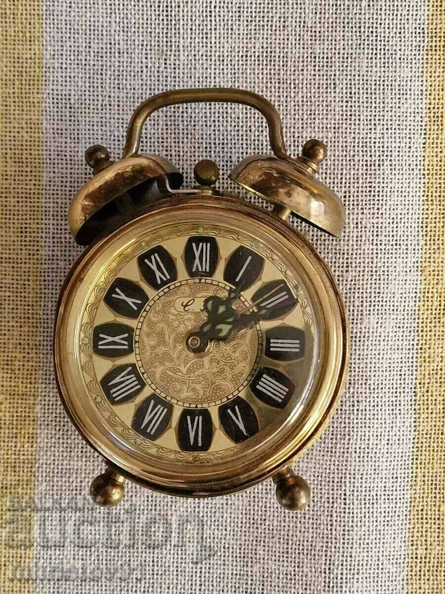 Vintage BLESSING German Alarm Clock Double Bell Gold Tone 1 Vintage BLESSING German Alarm Clock Double Bell Gold Tone 1