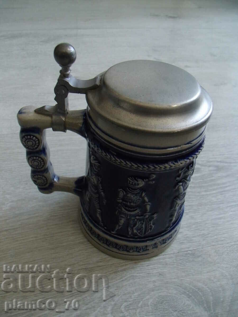 №*7472 old porcelain mug GERZIT - with metal lid - with price 25.00 BGN | € 12.78