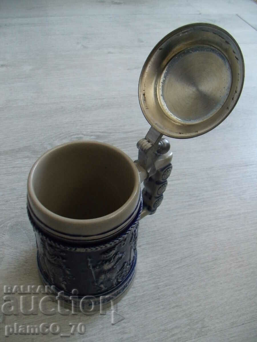Auction  №*7472 old porcelain mug GERZIT - with metal lid -