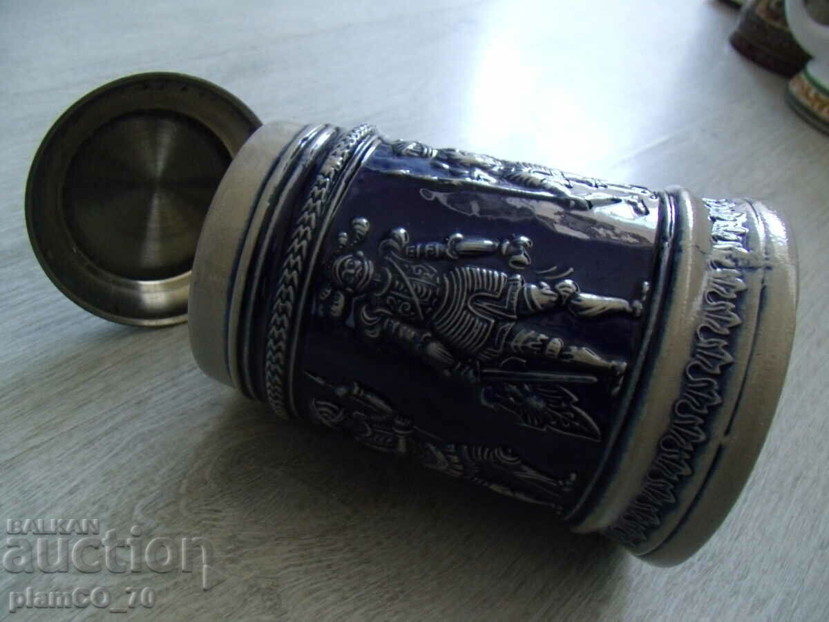 Delivery of №*7472 old porcelain mug GERZIT - with metal lid -