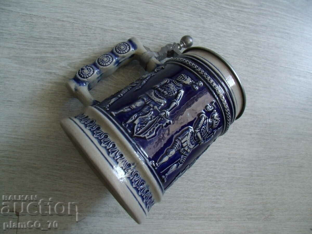 №*7472 old porcelain mug GERZIT - with metal lid - - 5