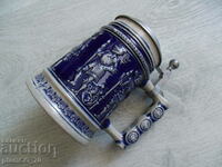 №*7472 old porcelain mug GERZIT - with metal lid -