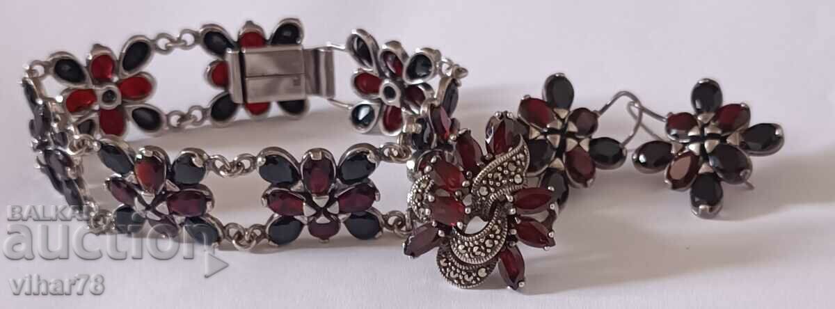 Auction Very beautiful silver set - ring, bracelet, earrings Auction Very beautiful silver set - ring, bracelet, earrings