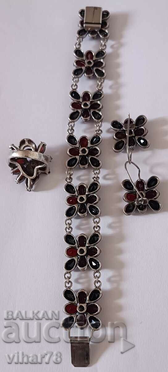 Foarte frumos set din argint - inel, bratara, cercei - 5