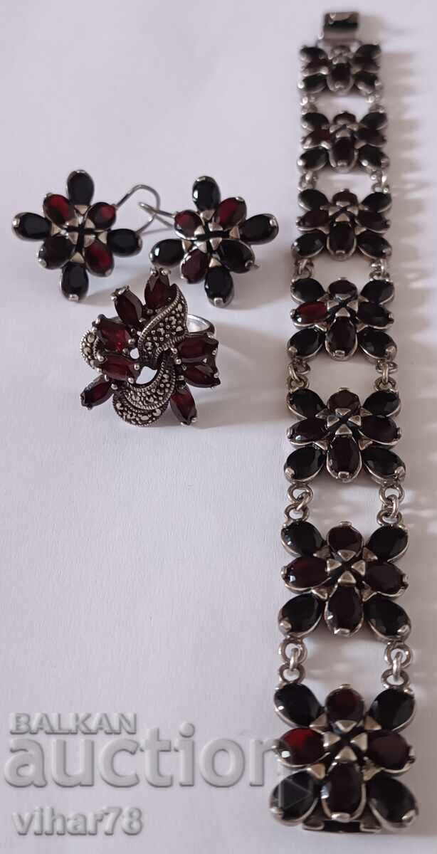 Very beautiful silver set - ring, bracelet, earrings - 7 Very beautiful silver set - ring, bracelet, earrings - 7