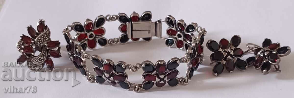 Foarte frumos set din argint - inel, bratara, cercei