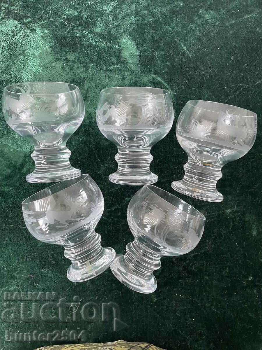 Auction Glasses - thin etched glass, 5 pcs. Auction Glasses - thin etched glass, 5 pcs.
