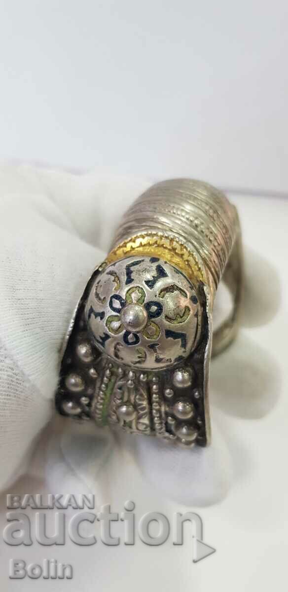 A rare silver gilt and enamel renaissance sling bracelet