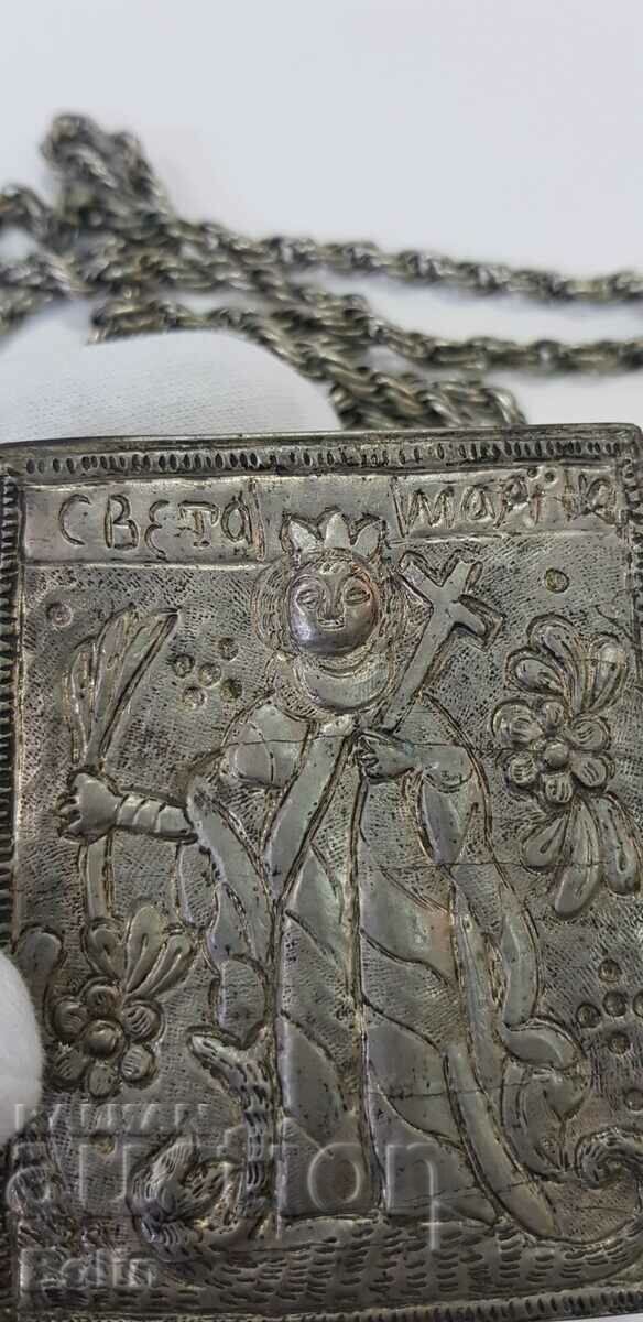 Уникална възрожденска икона мощехранителница Св. Марина 19в. с цена € 950.00 | 1858.04 лв.