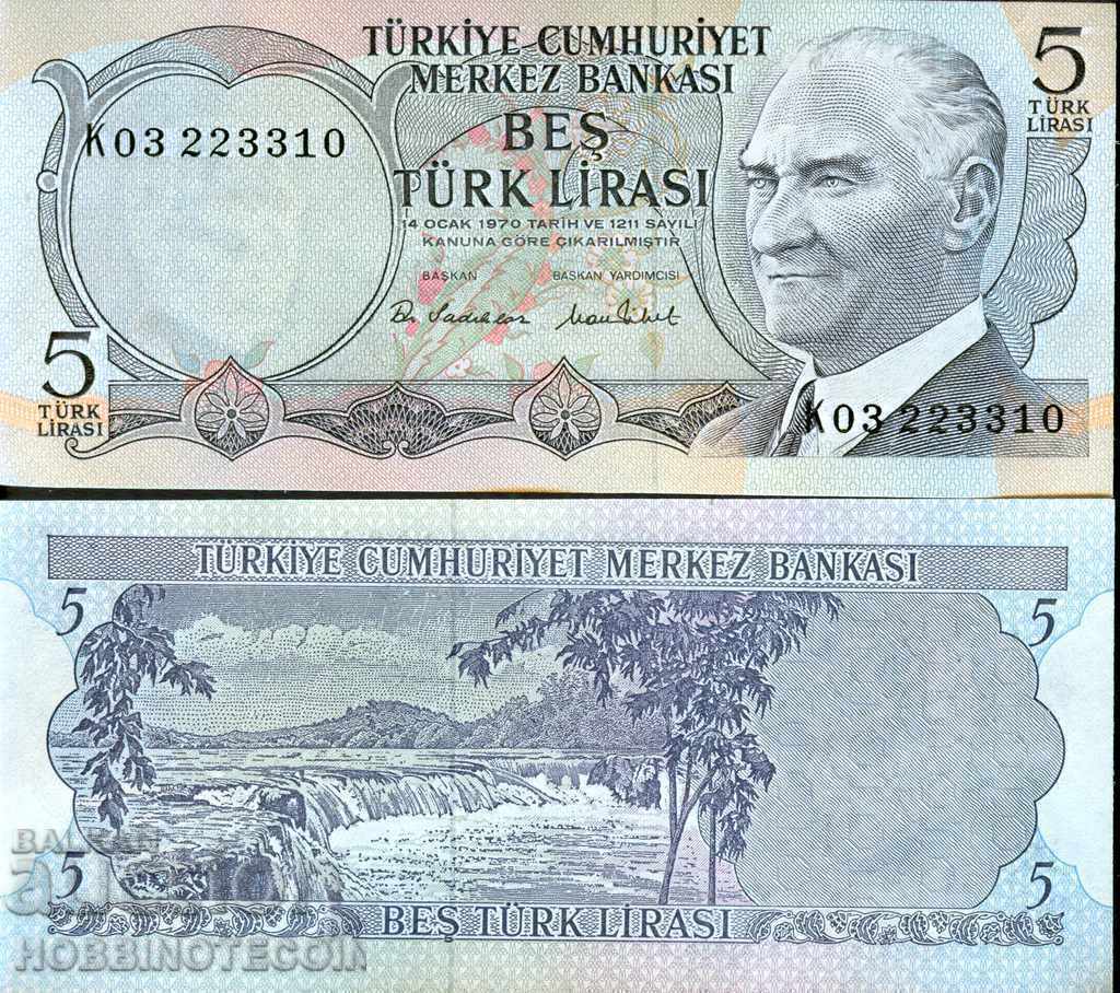 TURKEY TURKEY 5 Lira Issue 1970 1976 SERIES K NEW UNC