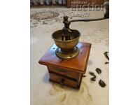 ❗Large French oak and brass coffee grinder