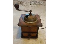 ❗Large French oak and brass coffee grinder