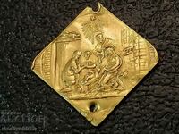 Foarte veche cruciuliță de botez 17/17 mm cruce aur 23.65 carate