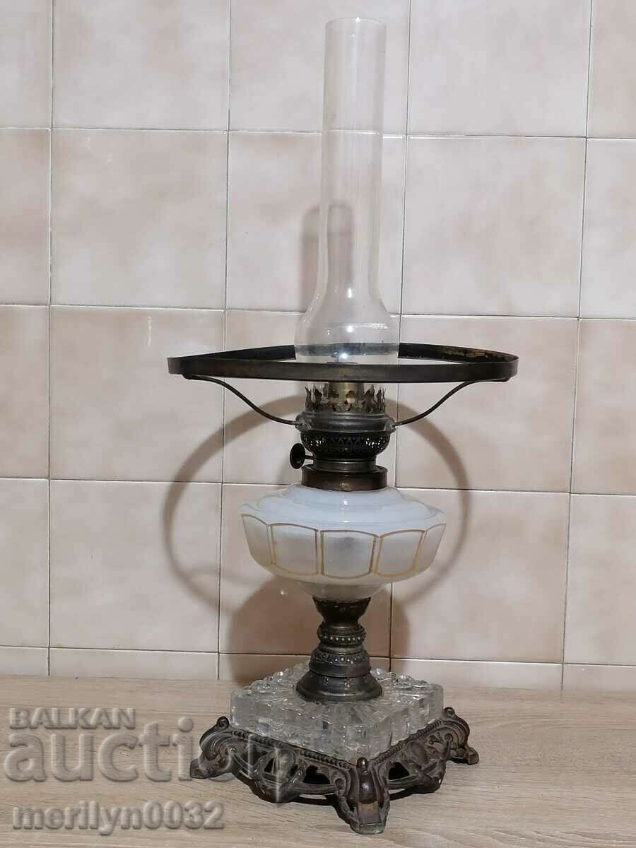 Стара газена лампа 19-ти век абажур лампион - 6 Стара газена лампа 19-ти век абажур лампион - 6