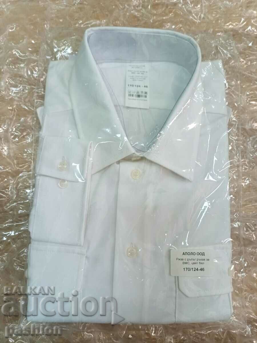 Λευκό πουκάμισο, μακρυμάνικο στρατιωτικό, με έμβλημα 50% έκπτωση στο ce