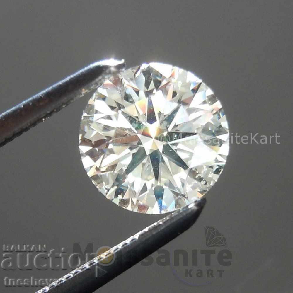 Moissanite /diamant/ alb 7,5 mm, 1,5 ct. cu certificat