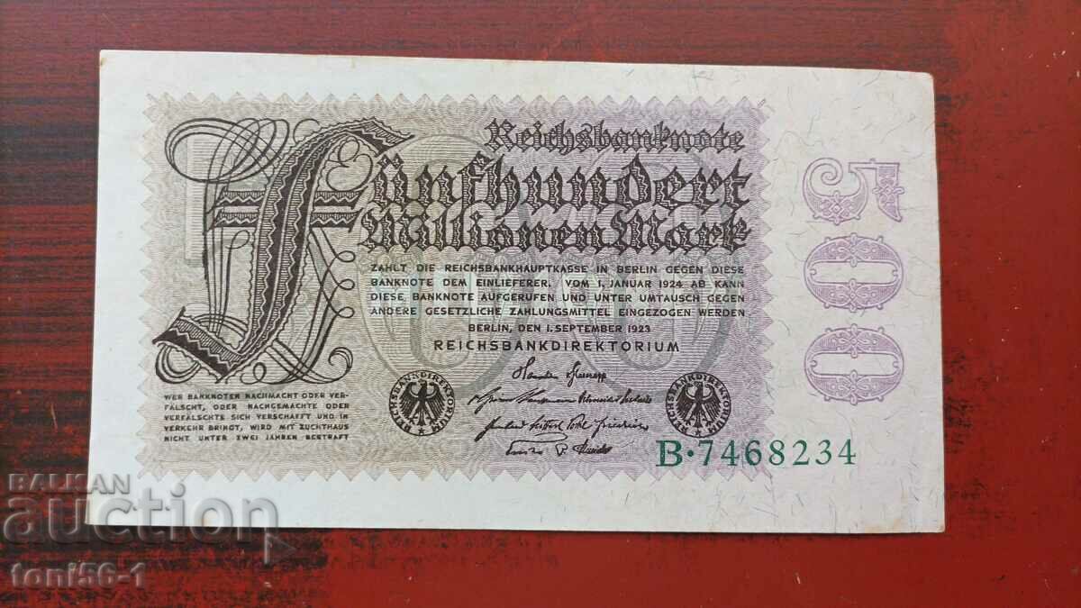 Германия 500 милиона марки 01.09.1923 - aUNC, виж описанието