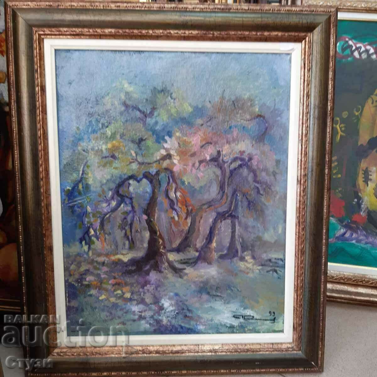 Tablou "Copaci romantici", ulei, 49 x 39 cm - Lichidare de stoc Tablou "Copaci romantici", ulei, 49 x 39 cm - Lichidare de stoc