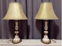 Σετ δύο πολύ μεγάλων πορσελάνινων φωτιστικών αντίκες