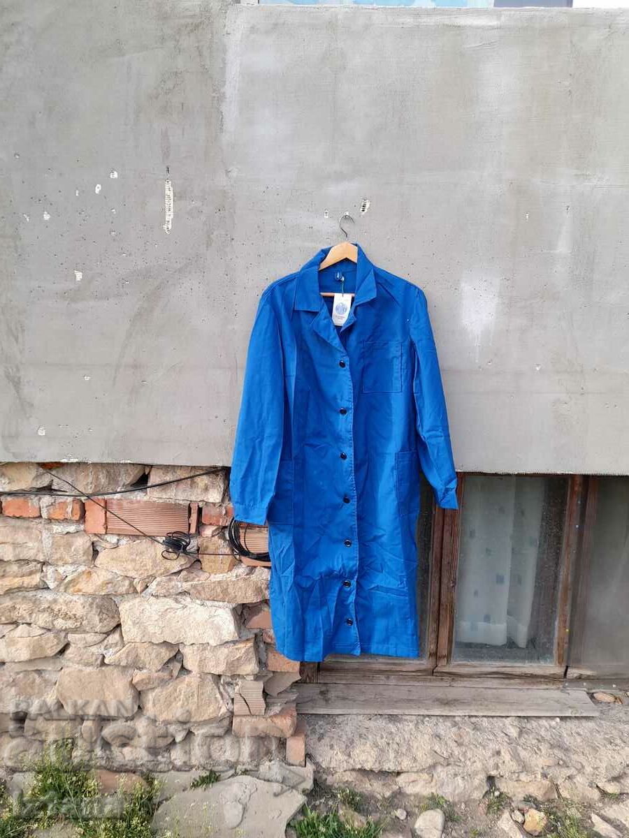 Old blue work apron
