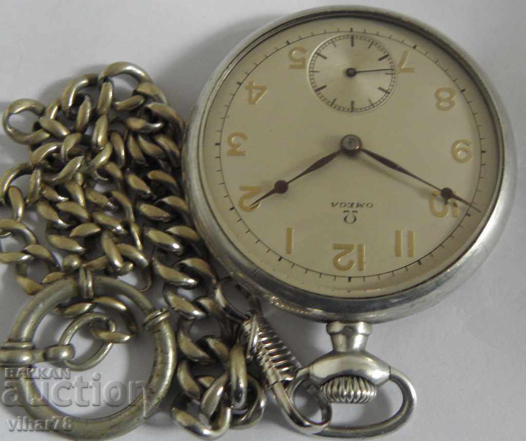 Auction  silver pocket watch -OMEGA-OMEGA