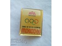 Insigna - Jocurile Olimpice din Mexic 1968, sponsorizate de serviciile ARA