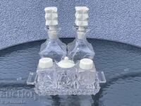 Old set of crystal and porcelain salt shakers