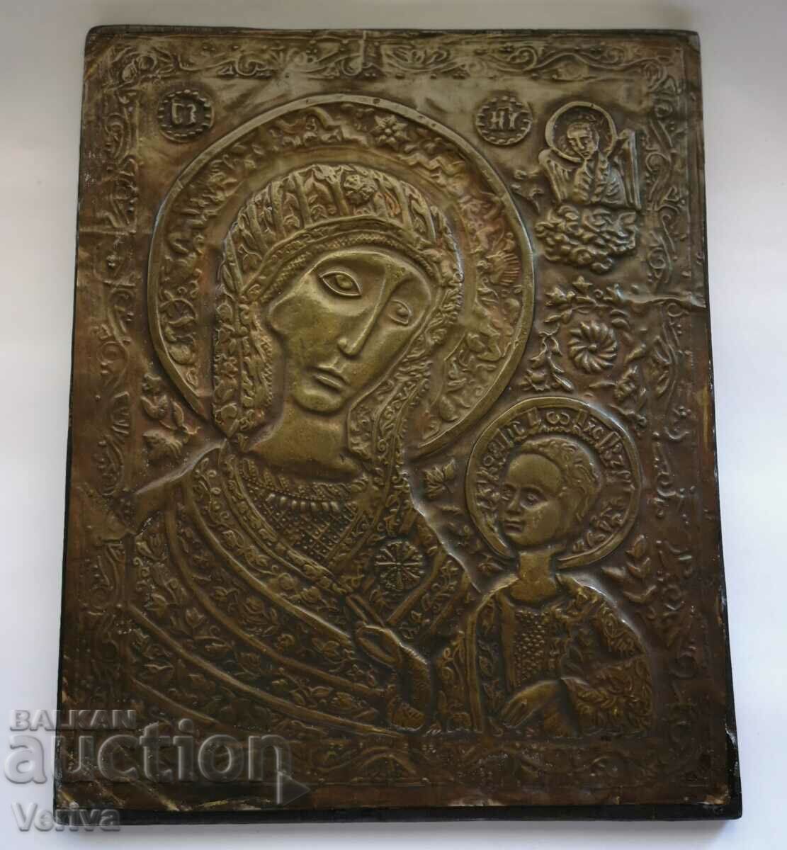 Икона на Богородица с Младенеца , Бакърен Обков