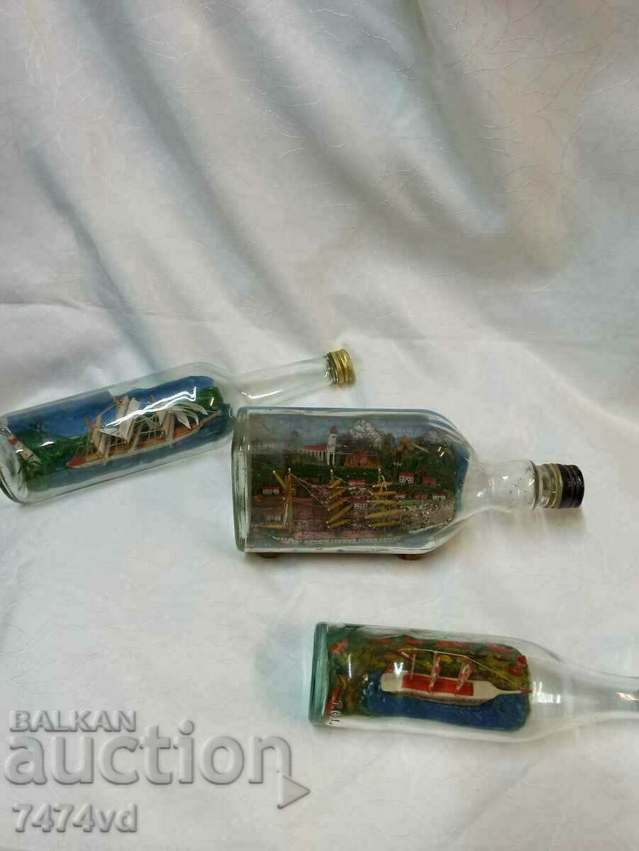 Συλλογή 3 πλοίων σε μπουκάλια