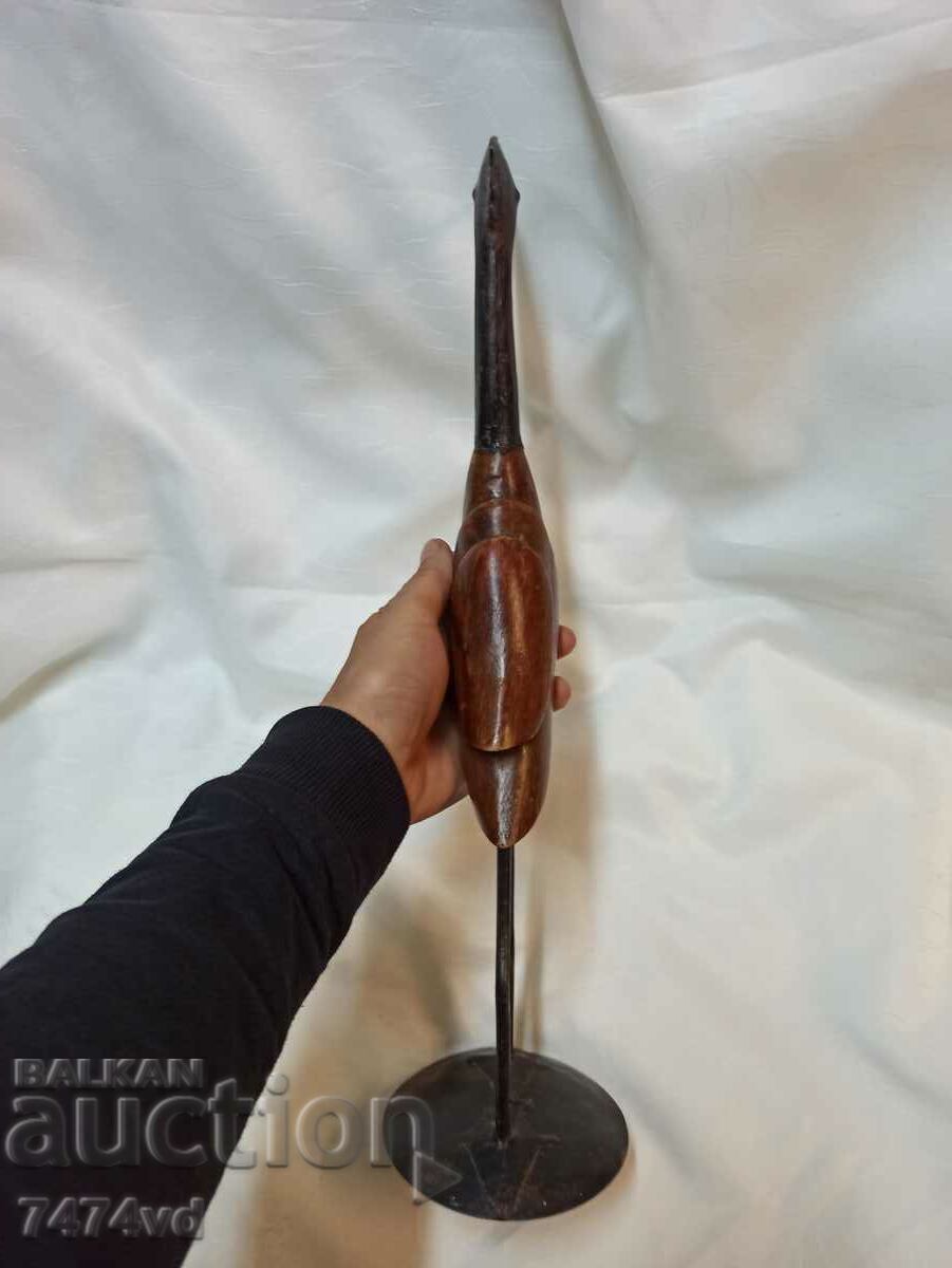 СТАРА ФИГУРА НА ПТИЦА МЕТАЛ И ДЪРВО - 5
