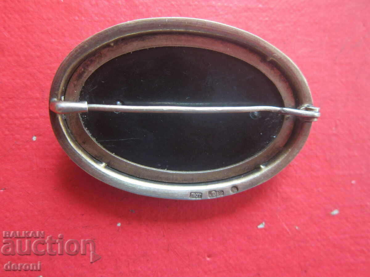Auction Unique Russian silver brooch with stone 875 Auction Unique Russian silver brooch with stone 875