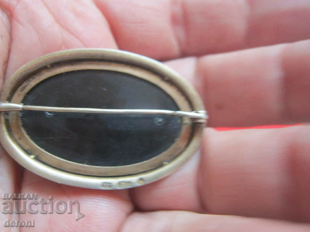 Unique Russian silver brooch with stone 875 - 6 Unique Russian silver brooch with stone 875 - 6