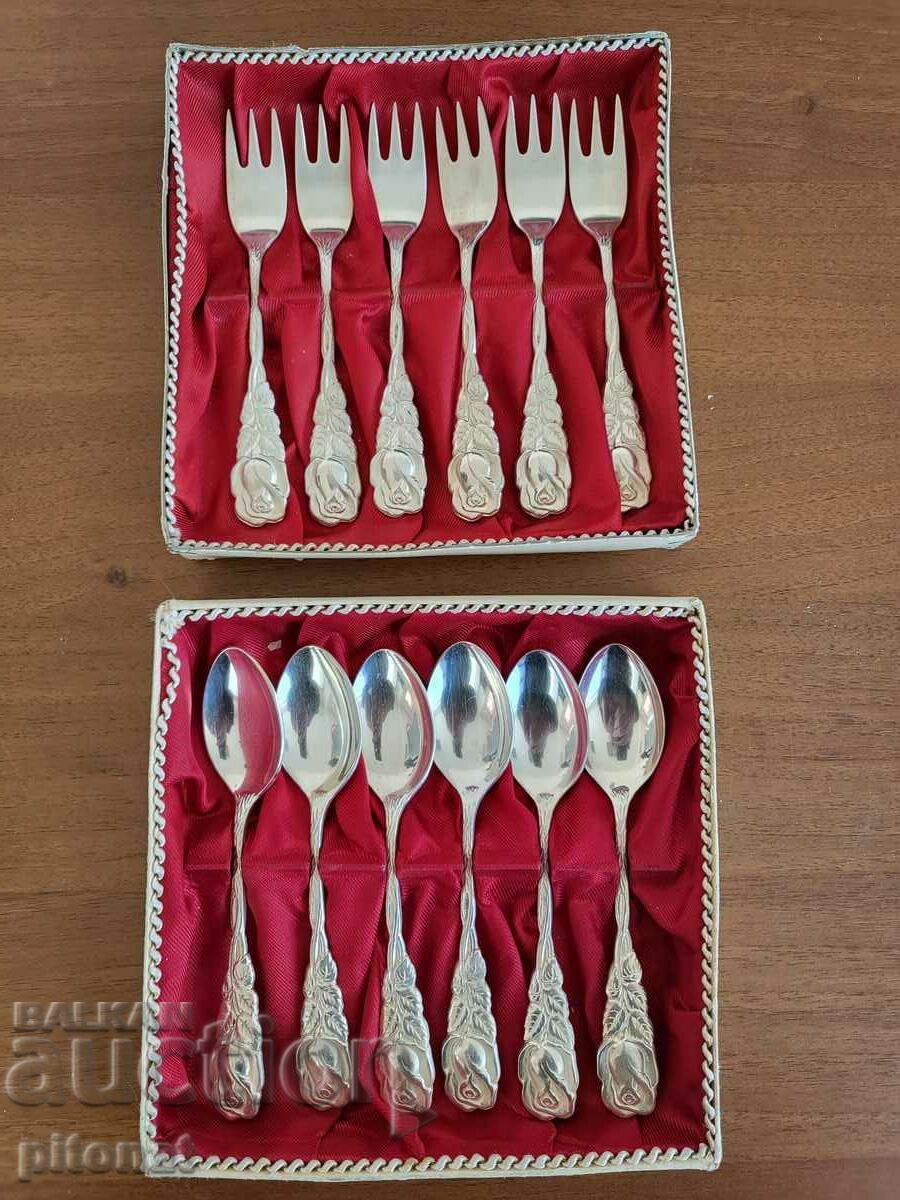 Set of silver-plated forks and spoons