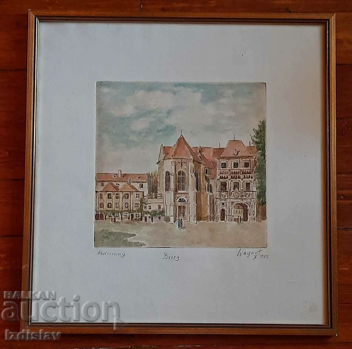 Old etching hand colored with watercolor with price 80.00 BGN | € 40.90 Old etching hand colored with watercolor with price 80.00 BGN | € 40.90