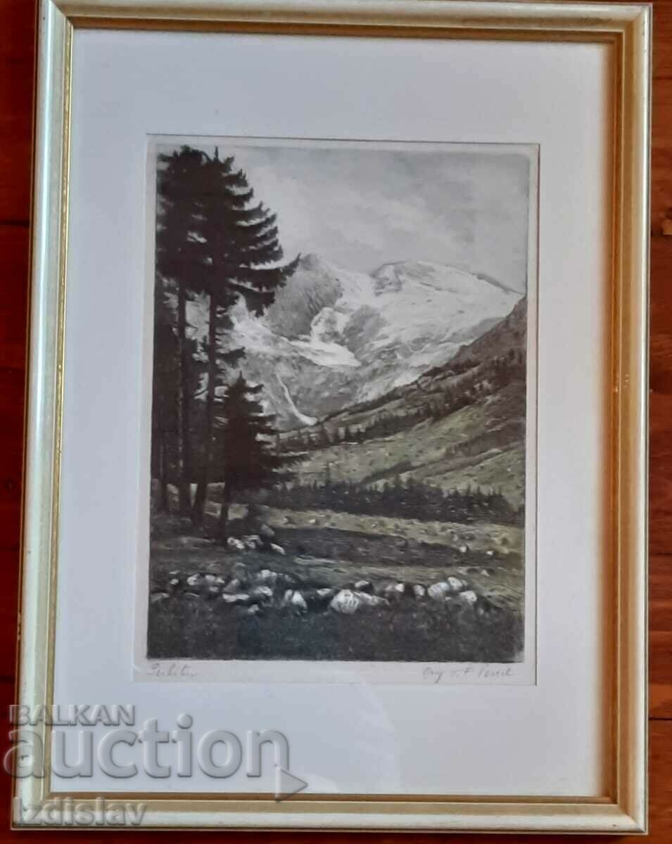 Color engraving on silk, Viennese landscape. with price 60.00 BGN | € 30.68 Color engraving on silk, Viennese landscape. with price 60.00 BGN | € 30.68