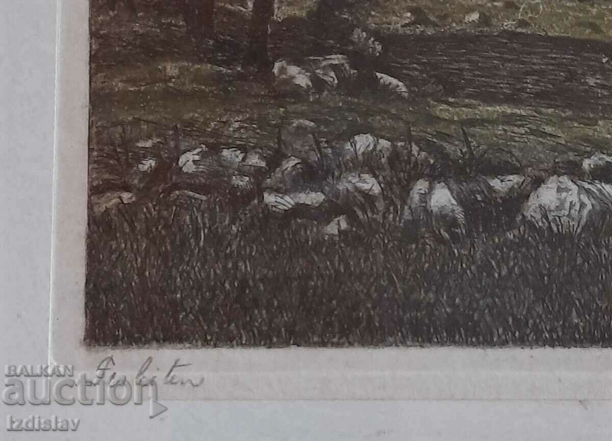 Delivery of Color engraving on silk, Viennese landscape. Delivery of Color engraving on silk, Viennese landscape.