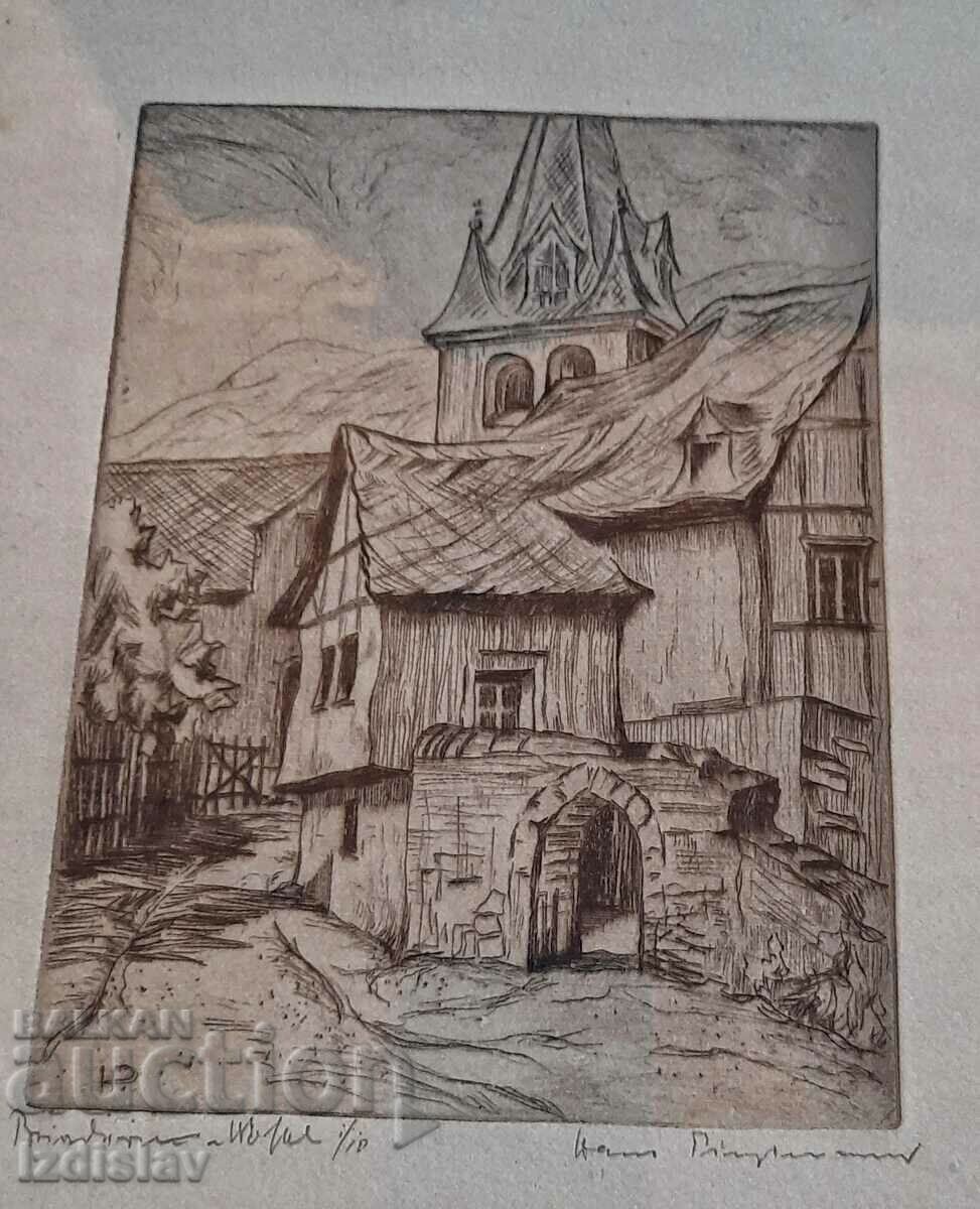 Παλιά γραφική, στεγνή βελόνα Παλιά γραφική, στεγνή βελόνα