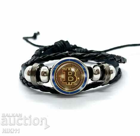 Δερμάτινο βραχιόλι Bitcoin, bitcoin με λογότυπο bitcoin coin