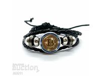 Bitcoin leather bracelet, bitcoin with bitcoin coin logo