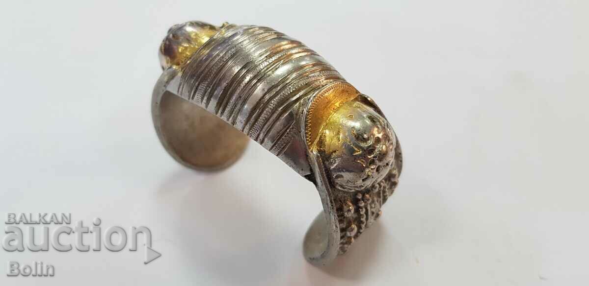 Silver 19th-20th century gilt revival slingshot bracelet - 7 Silver 19th-20th century gilt revival slingshot bracelet - 7