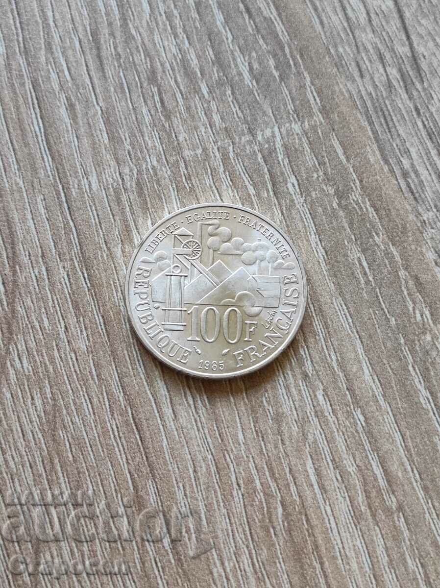 100 франка 1985 година Франция "Емил Зола"